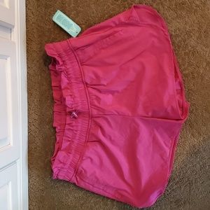 Womens MTA Sport Running Shorts w Bike Liner Size 1X Magenta Cinch Waist NWT
